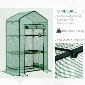 Mini-Gewächshaus 69x49x125cm Frühbeet mit 3 Regalböden