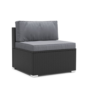 Mittelteil Rattanlounge KRETA schwarz / anthrazit