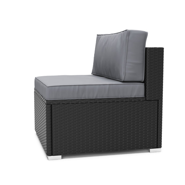 Mittelteil Rattanlounge KRETA schwarz / anthrazit