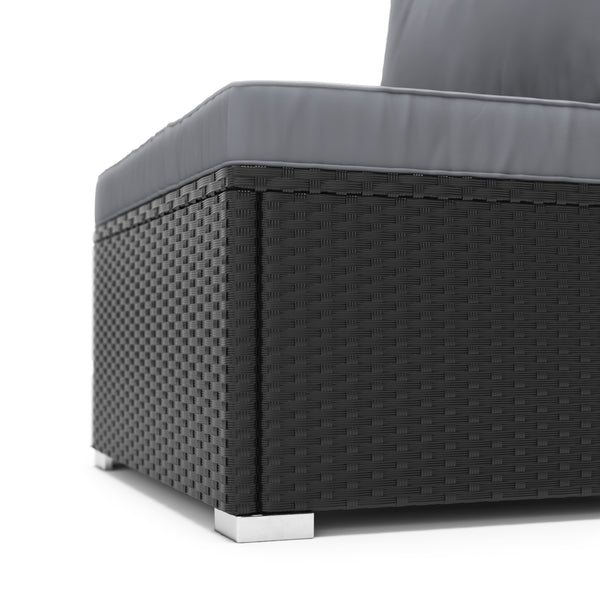 Mittelteil Rattanlounge KRETA schwarz / anthrazit