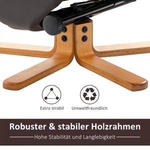 Relaxsessel mit Hocker und Stauraum Fernsehsessel mit Liegefunktion 360° drehbarer Braun