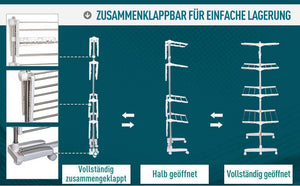 Mobiler Wäscheständer klappbar mit 4 Ebenen