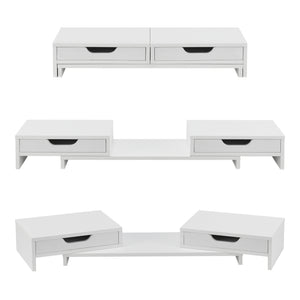 Monitorständer Marttila mit 2 Schubladen 60x22x11cm Weiss