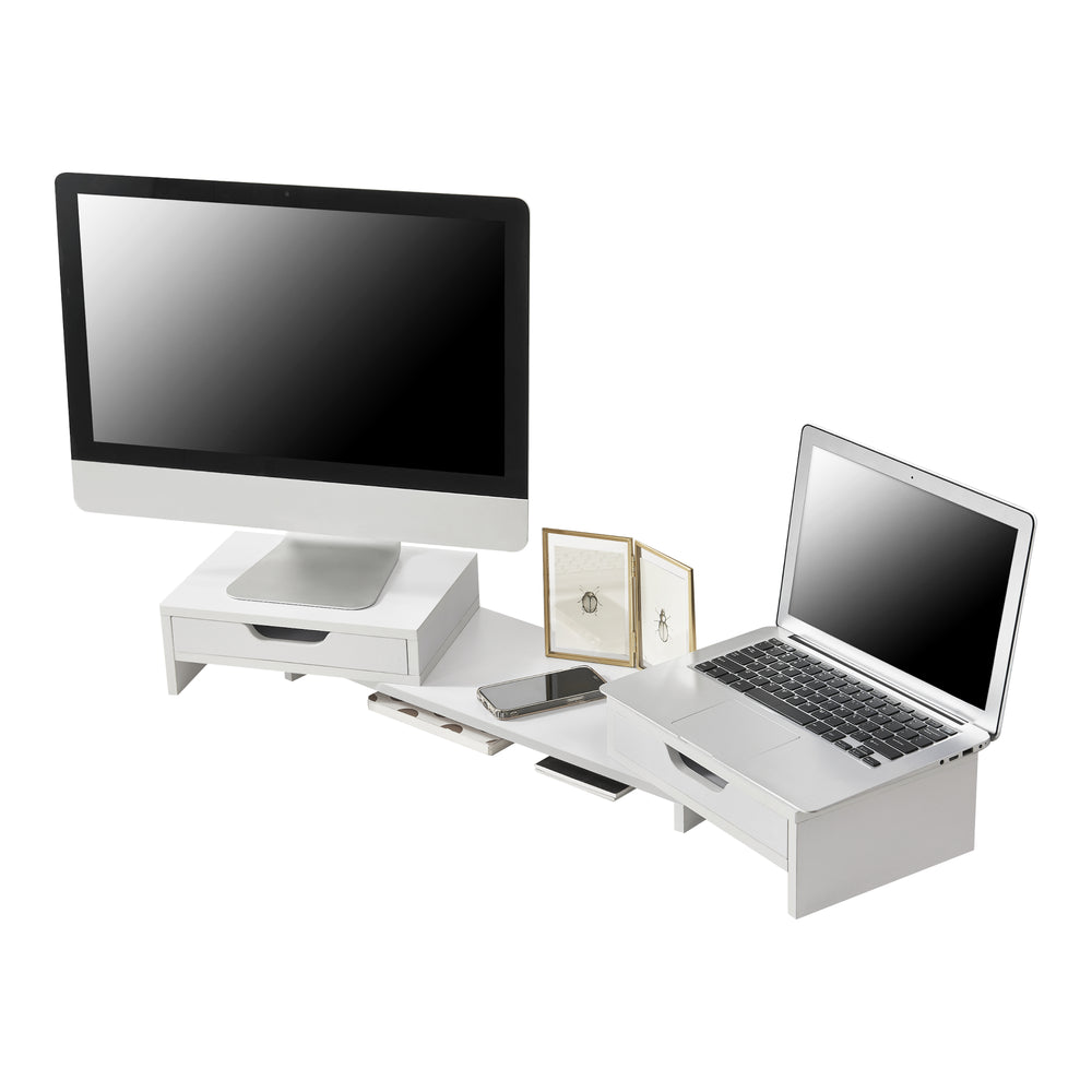Supporto per monitor Marttila con 2 cassetti, 60x22x11cm, bianco