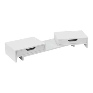 Monitorständer Marttila mit 2 Schubladen 60x22x11cm Weiss