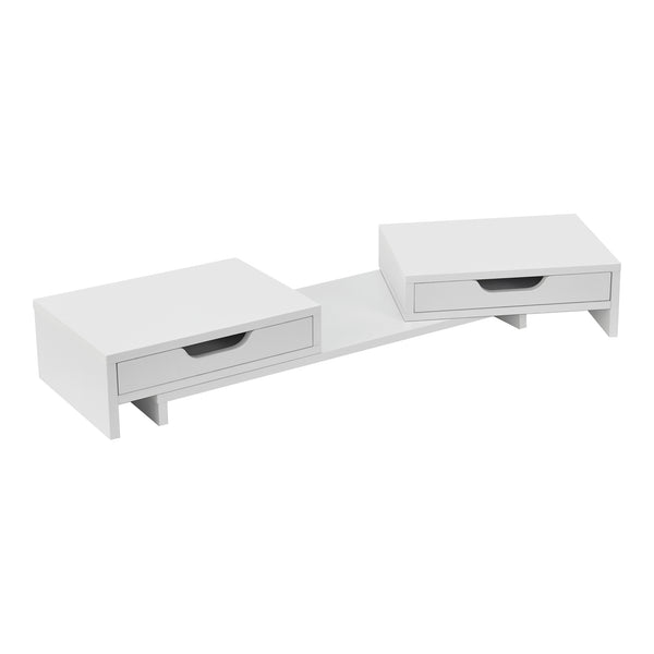 Monitorständer Marttila mit 2 Schubladen 60x22x11cm Weiss