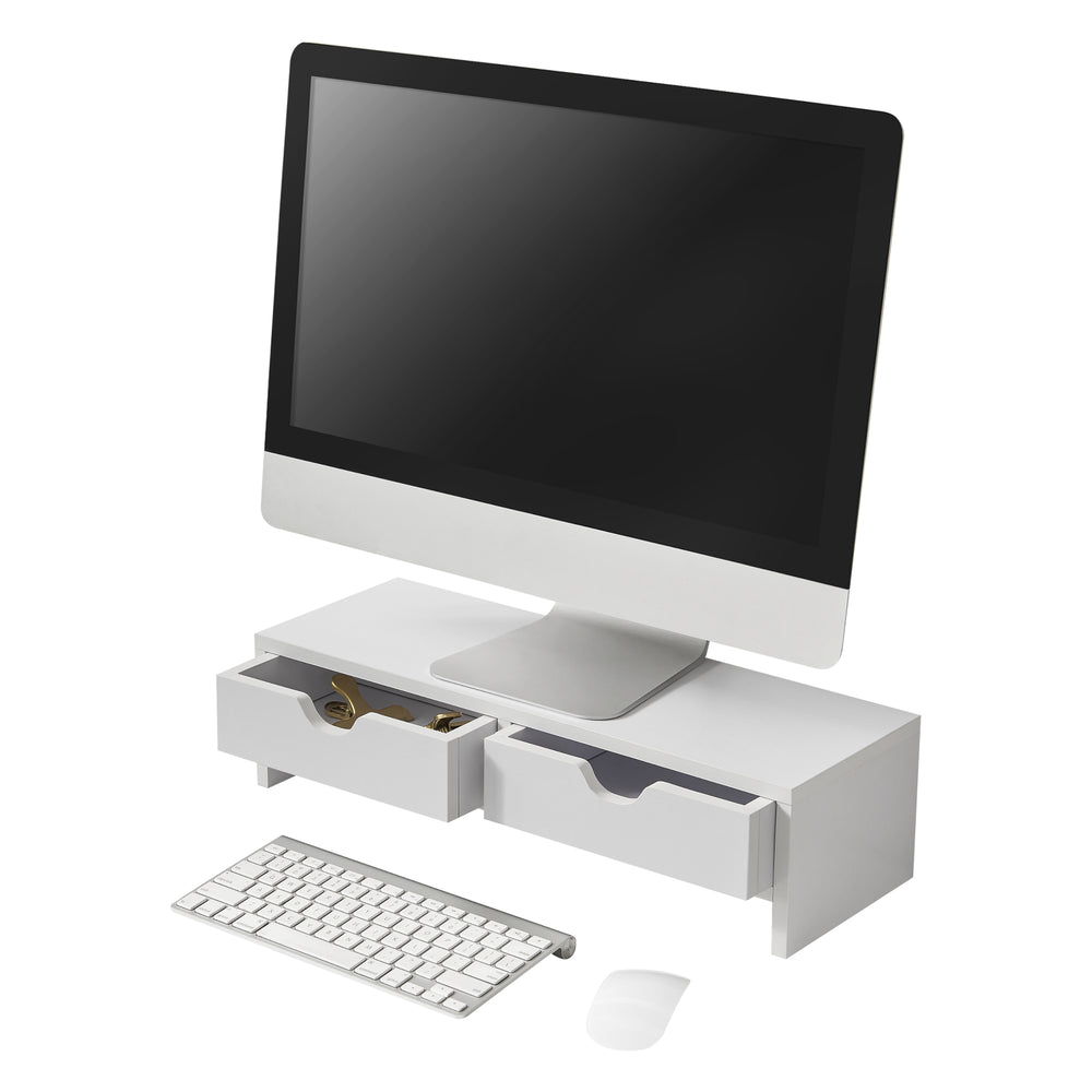 Supporto per monitor Mänttä con 2 cassetti 50x18x13 cm bianco