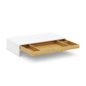 Monitorständer Bambus ALVORA 47 x 26 x 10 cm weiss/natur