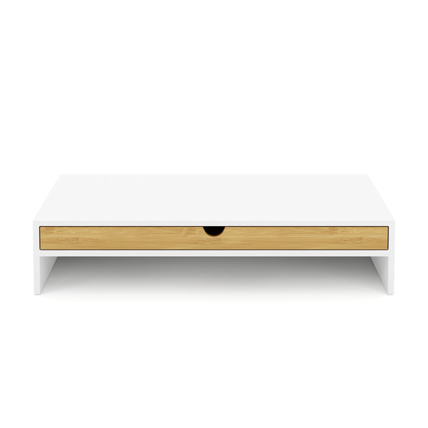 Monitorständer Bambus ALVORA 47 x 26 x 10 cm weiss/natur