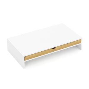 Monitorständer Bambus ALVORA 47 x 26 x 10 cm weiss/natur