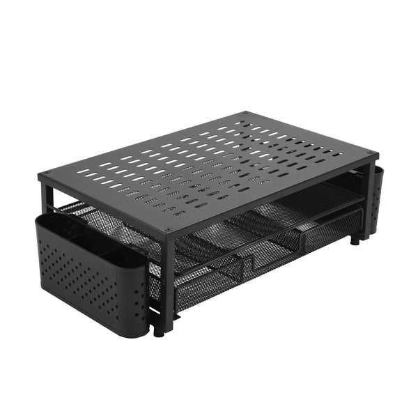 Monitorständer mit Schublade und Stiftehalter 49 x 25 x 15 cm schwarz