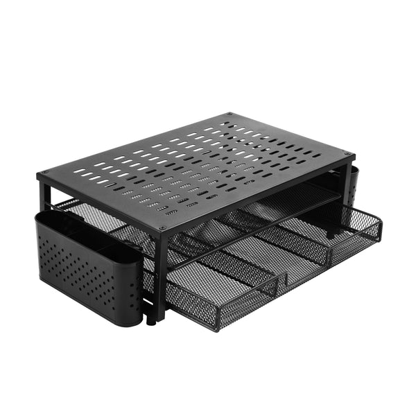 Monitorständer mit Schublade und Stiftehalter 49 x 25 x 15 cm schwarz