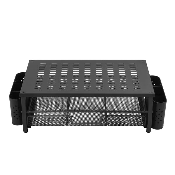 Monitorständer mit Schublade und Stiftehalter 49 x 25 x 15 cm schwarz