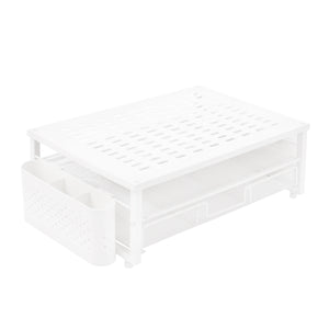 Monitorständer mit Schublade und Stiftehalter 49 x 25 x 15 cm weiss