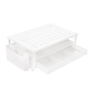 Monitorständer mit Schublade und Stiftehalter 49 x 25 x 15 cm weiss