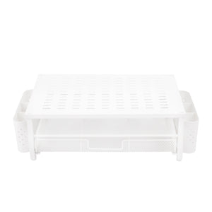 Monitorständer mit Schublade und Stiftehalter 49 x 25 x 15 cm weiss