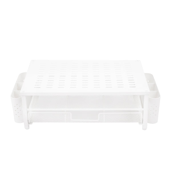 Monitorständer mit Schublade und Stiftehalter 49 x 25 x 15 cm weiss