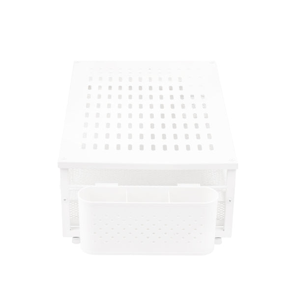 Monitorständer mit Schublade und Stiftehalter 49 x 25 x 15 cm weiss