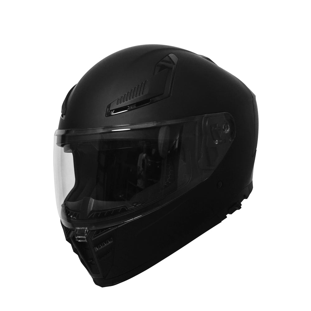 Casque intégral de moto avec visière solaire, noir mat, taille 57/58