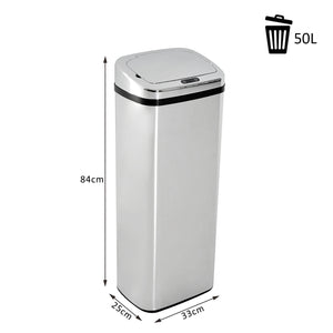 Poubelle automatique avec capteur infrarouge, 50 L, argent