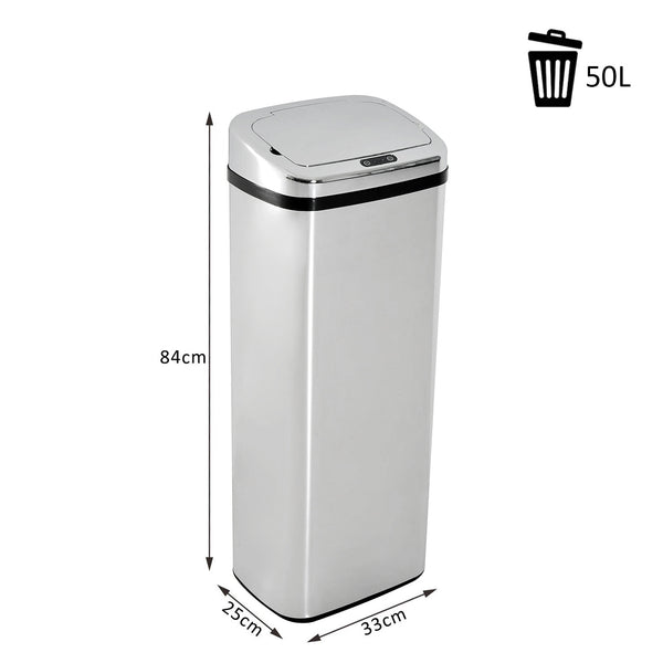 Poubelle automatique avec capteur infrarouge, 50 L, argent