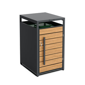 Mülltonnenbox Stahl 1 Fach 240L anthrazit/braun