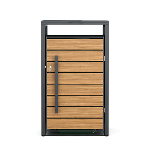 Mülltonnenbox Stahl 1 Fach 240L anthrazit/braun