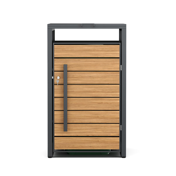 Mülltonnenbox Stahl 1 Fach 240L anthrazit/braun
