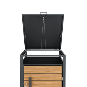 Mülltonnenbox Stahl 1 Fach 240L anthrazit/braun