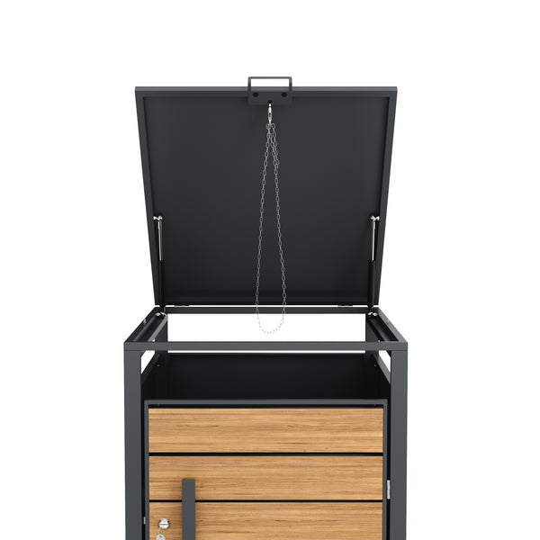 Mülltonnenbox Stahl 1 Fach 240L anthrazit/braun
