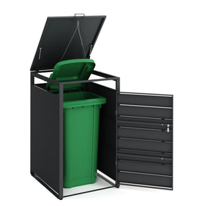 Mülltonnenbox Stahl 1 Fach 240L anthrazit/braun