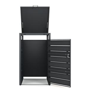 Mülltonnenbox Stahl 1 Fach 240L anthrazit/braun