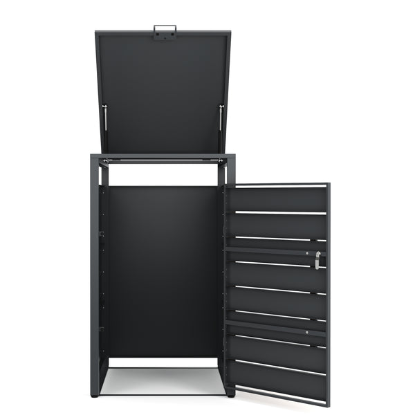 Mülltonnenbox Stahl 1 Fach 240L anthrazit/braun