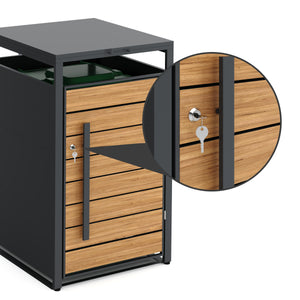 Mülltonnenbox Stahl 1 Fach 240L anthrazit/braun