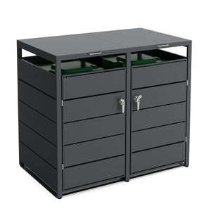Mülltonnenbox Stahl 2 Fächer 480L anthrazit