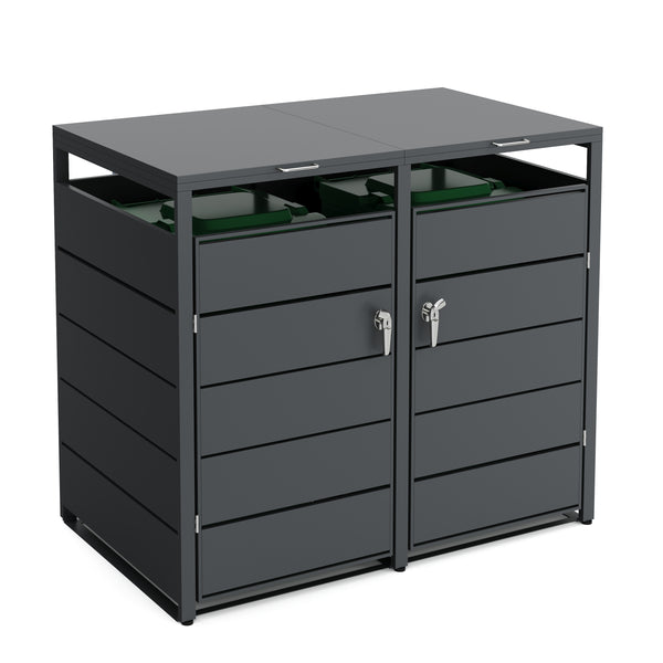 Mülltonnenbox Stahl 2 Fächer 480L anthrazit