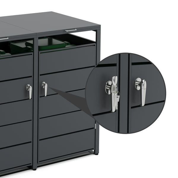 Mülltonnenbox Stahl 2 Fächer 480L anthrazit