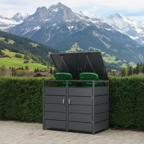 Mülltonnenbox Stahl 2 Fächer 480L anthrazit
