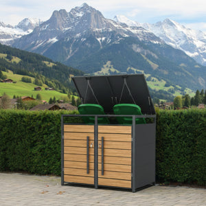 Mülltonnenbox Stahl 2 Fächer 480L anthrazit/braun