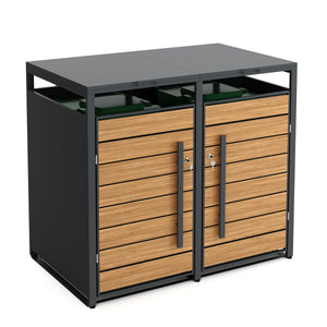 Mülltonnenbox Stahl 2 Fächer 480L anthrazit/braun