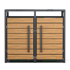 Mülltonnenbox Stahl 2 Fächer 480L anthrazit/braun