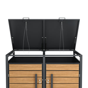 Mülltonnenbox Stahl 2 Fächer 480L anthrazit/braun