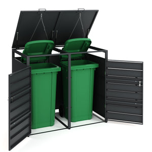 Mülltonnenbox Stahl 2 Fächer 480L anthrazit/braun