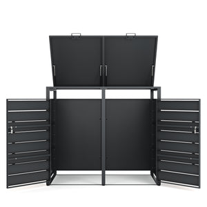 Mülltonnenbox Stahl 2 Fächer 480L anthrazit/braun