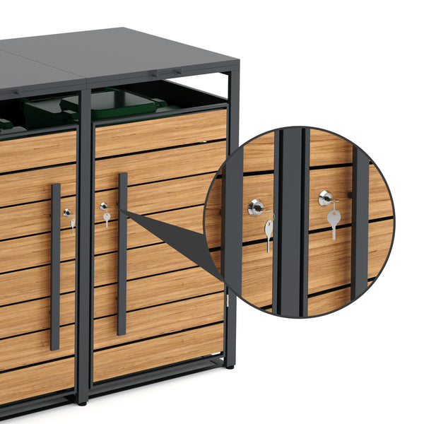 Mülltonnenbox Stahl 2 Fächer 480L anthrazit/braun