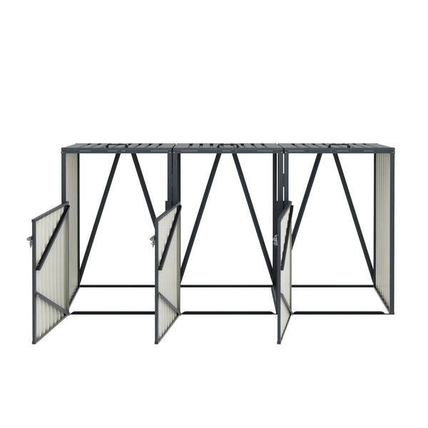 Mülltonnenbox 3 Fächer 243 x 81 x 122 cm