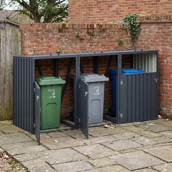 Mülltonnenbox 3 Fächer 243 x 81 x 122 cm