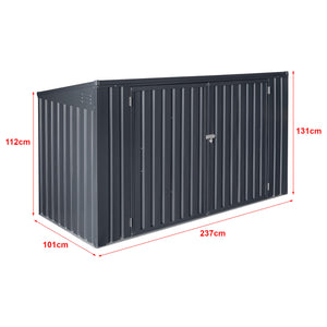 Mülltonnenbox Grebin für 3 Tonnen 237 x 101 cm Dunkelgrau