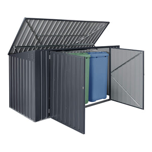 Mülltonnenbox Grebin für 3 Tonnen 237 x 101 cm Dunkelgrau
