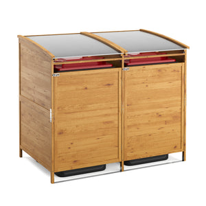 Mülltonnenbox Holz 500L natur/silber
